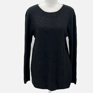 Jaclyn Smith Vintage Silk Angora Beaded Sweater in Black - Size Medium